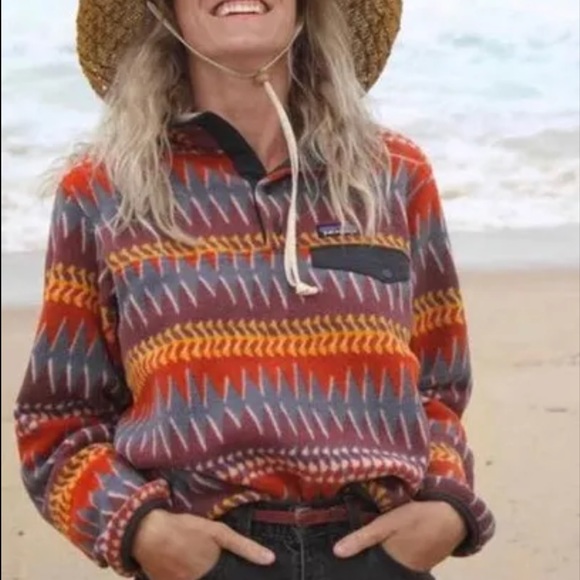 Patagonia Sweaters - EUC RARE PATAGONIA SYNCHILLA LAUGHING WATERS RUBY RED FLEECE